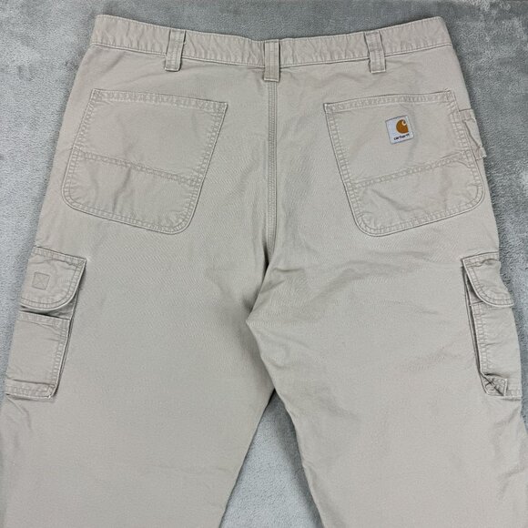 CARHARTT Mens Dungaree Fit Cargo Pants Work Utility Light Tan Casual Streetwear - Picture 1 of 9